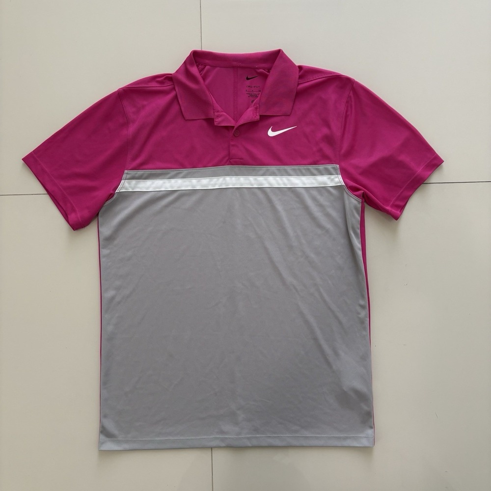Nike Dri-Fit Victory Men's Golf Polo Shirt DH0845 Pink Gray Size Small